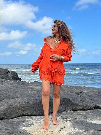 Conjunto Camisa Shorts Coral