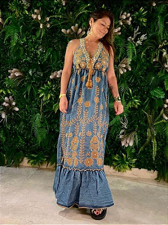 Vestido Flores Jeans