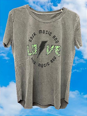 T-shirt Love Rock Cinza