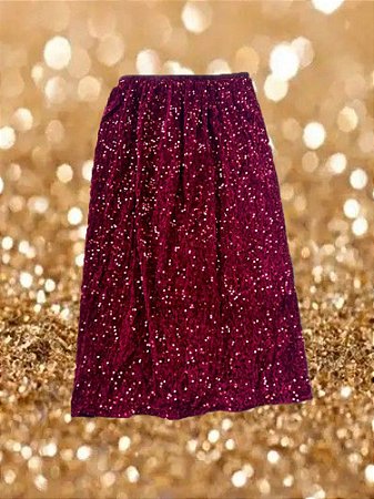 Saia Paetês Plush Vinho