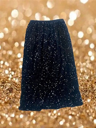 Saia Paetês Plush Preto