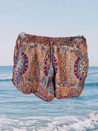 Shorts Estampado Laranja Roxo