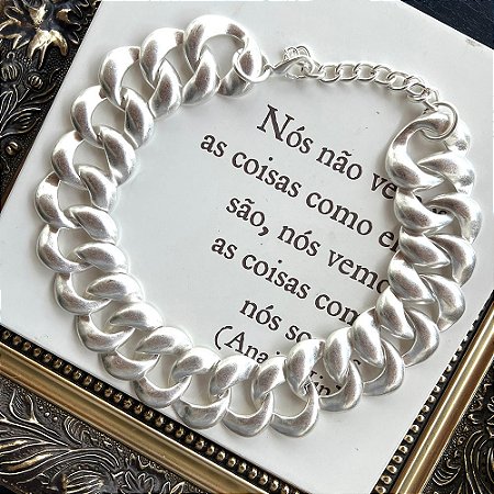 Colar Elos Achatado Prateado
