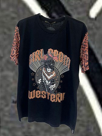 T-shirt Western Preta