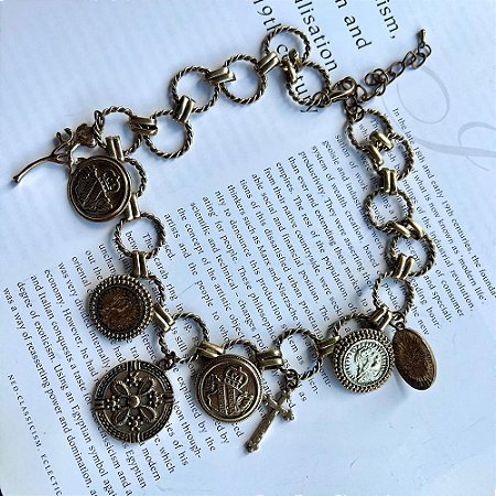 Colar Argolas Dourado Vintage