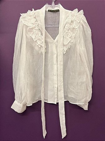 Camisa Branca Duas Fitas Babados