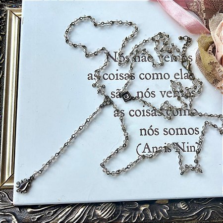Colar Terço Cristais Fumê