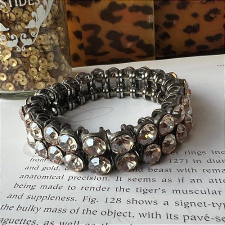Pulseira Dupla Strass Grafite