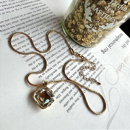 Colar Dourado Square Stone