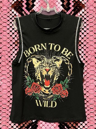 Regata Preta Tiger Fios Strass