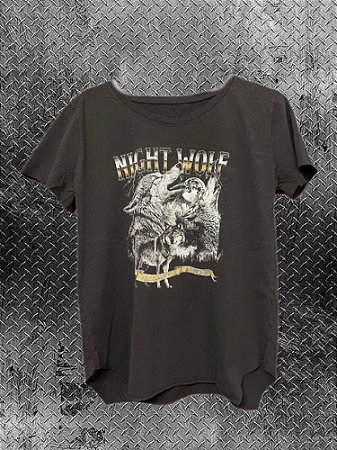T-Shirt Preta Lobo Night Wolf