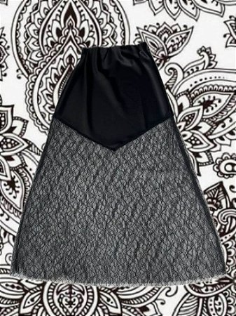 Saia Cetim Preta Renda