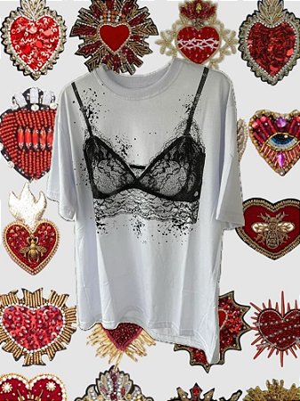 T-Shirt Branca Top De Renda