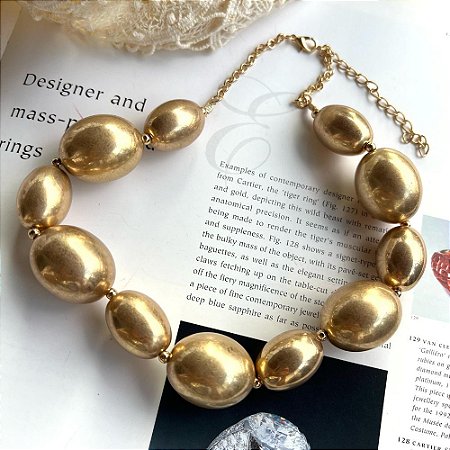 Colar Gomos Dourado Fosco