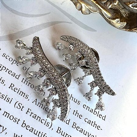 Brinco Earcuff Onda Prateado