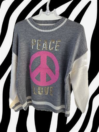Blusa Tricot Peace Cinza