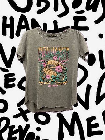 T-Shirt Chumbo Dois Tigres Flores