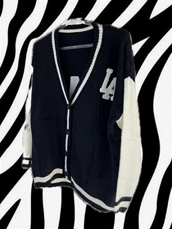 Cardigan LA Preto Branco
