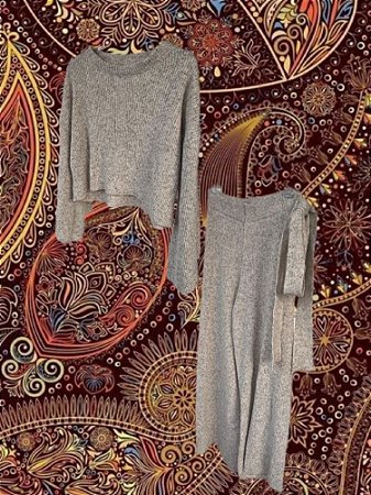 Conjunto Tricot Laço Mousse Areia