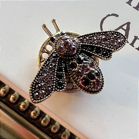 Broche Abelha Uva Dourado