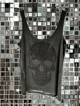 Regata Caveira Preta Cinza Estonado