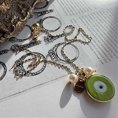 Colar Olho Verde Dourado