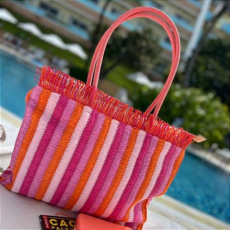 Bolsa Listras Praia Pink