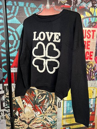 Blusa Tricot Trevo Preto
