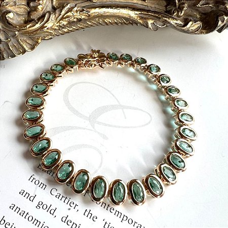 Pulseira Riviera Moldura Oval Turmalina