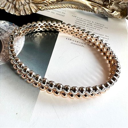 Pulseira Fio Esferas Prateado Dourado