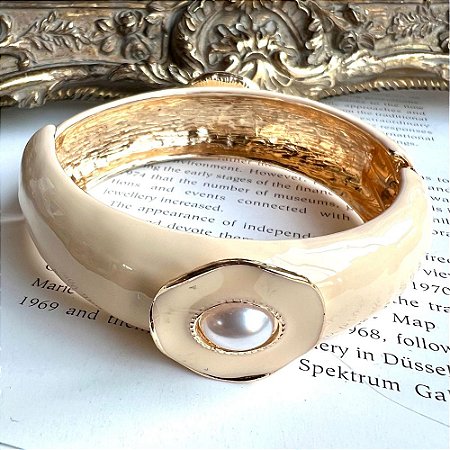 Bracelete Pérola Esmaltado Nude