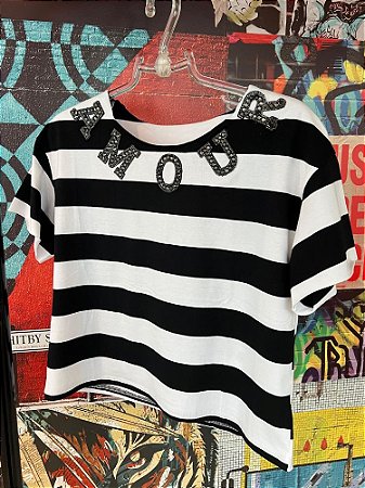 T-shirt Amour Listrado Preto