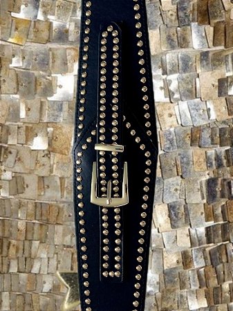 Cinto Tachas Dourado Preto