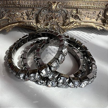 Conjunto Pulseiras Strass Grafite