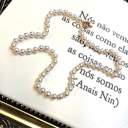 Colar Fecho Bóia Pérolas Dourado