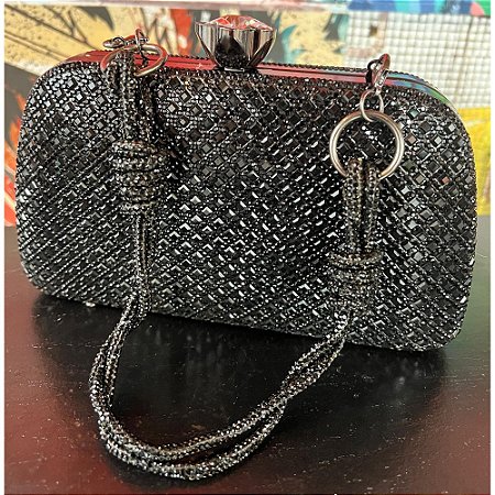 Clutch Colmeia Strass Preto