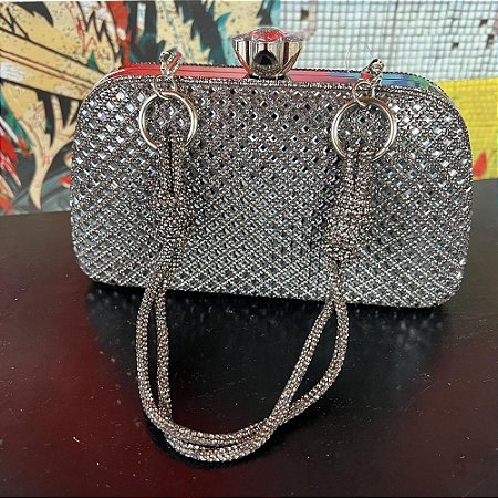 Clutch Colmeia Strass Grafite