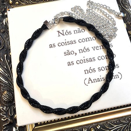 Cinto Trança Strass Preto