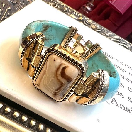 Bracelete Retângulo Turquesa Mesclado