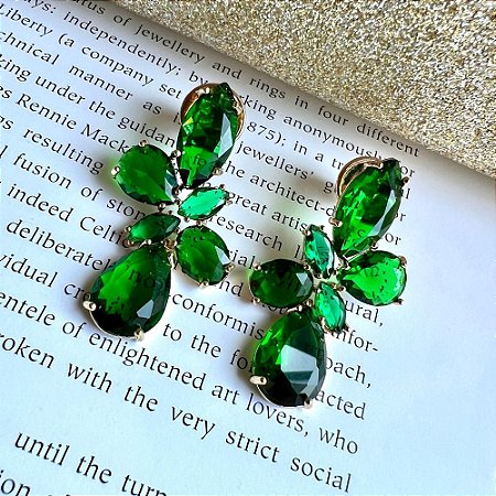 Brinco Pedras Gotas Esmeralda