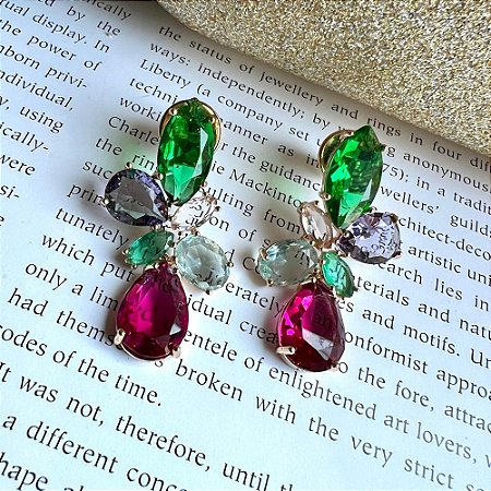 Brinco Pedras Gotas Colors