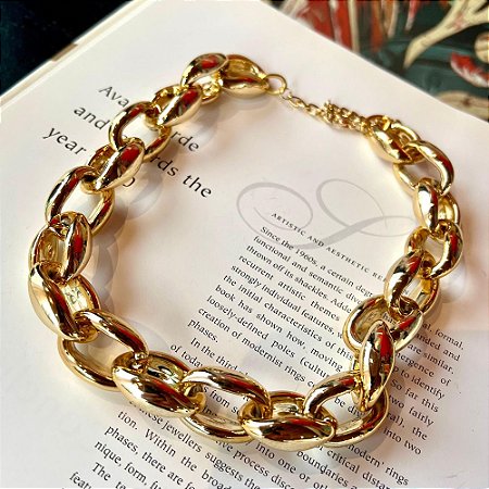 Colar Elos Fat Dourado