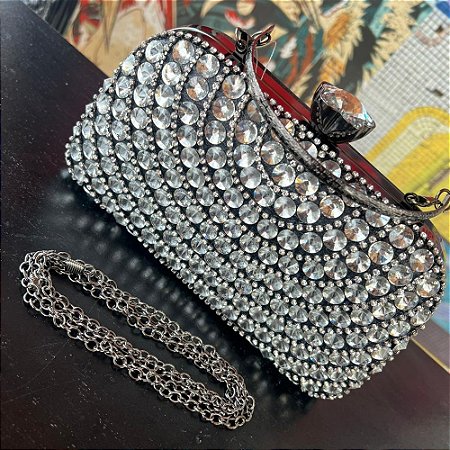 Clutch Pedras Redondas Preta