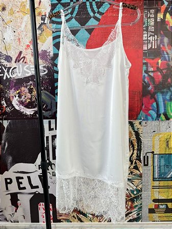 Vestido Cetim Renda Branco
