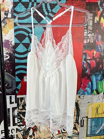 Regata Renda Botões Branco