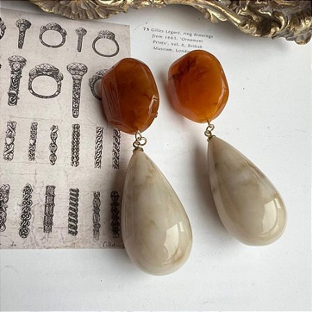 Brinco Gota Stone Mesclado