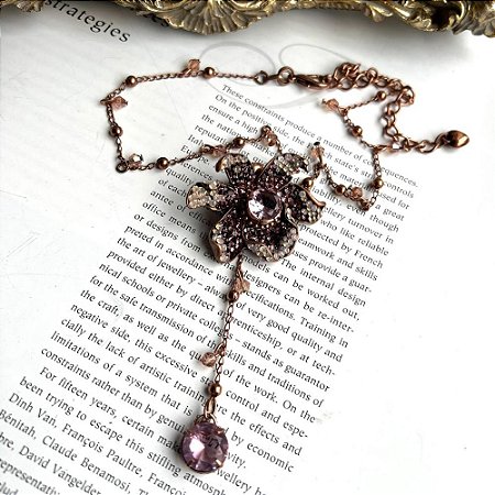 Colar Lariat Flor Cobre