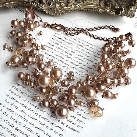Colar Fios Pérolas Cobre