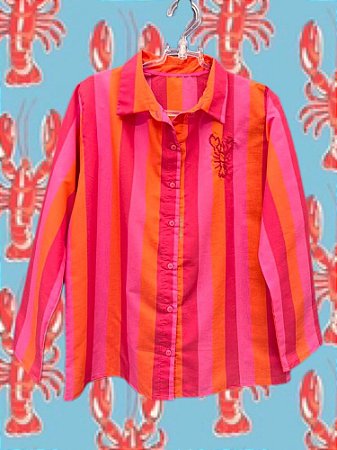 Conjunto Listras Lagosta Pink