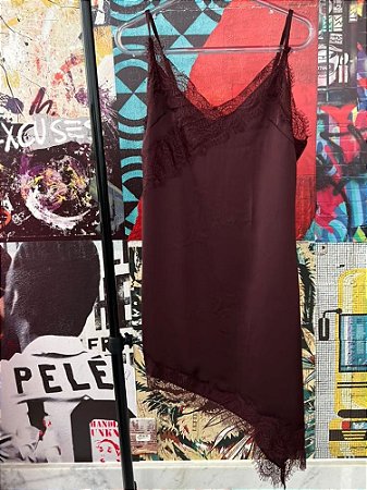 Vestido Assimétrico Cetim Marrom